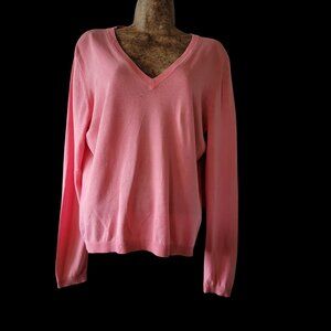 J.Crew Womens Pink V-Neck Long Sleeve Knit Sweater